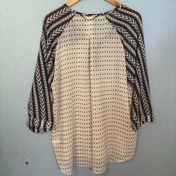 NWT Gentle Fawn Solitude Cream and Black Relaxed Buttoned Blouse Boho‎ - Picture 7 of 10